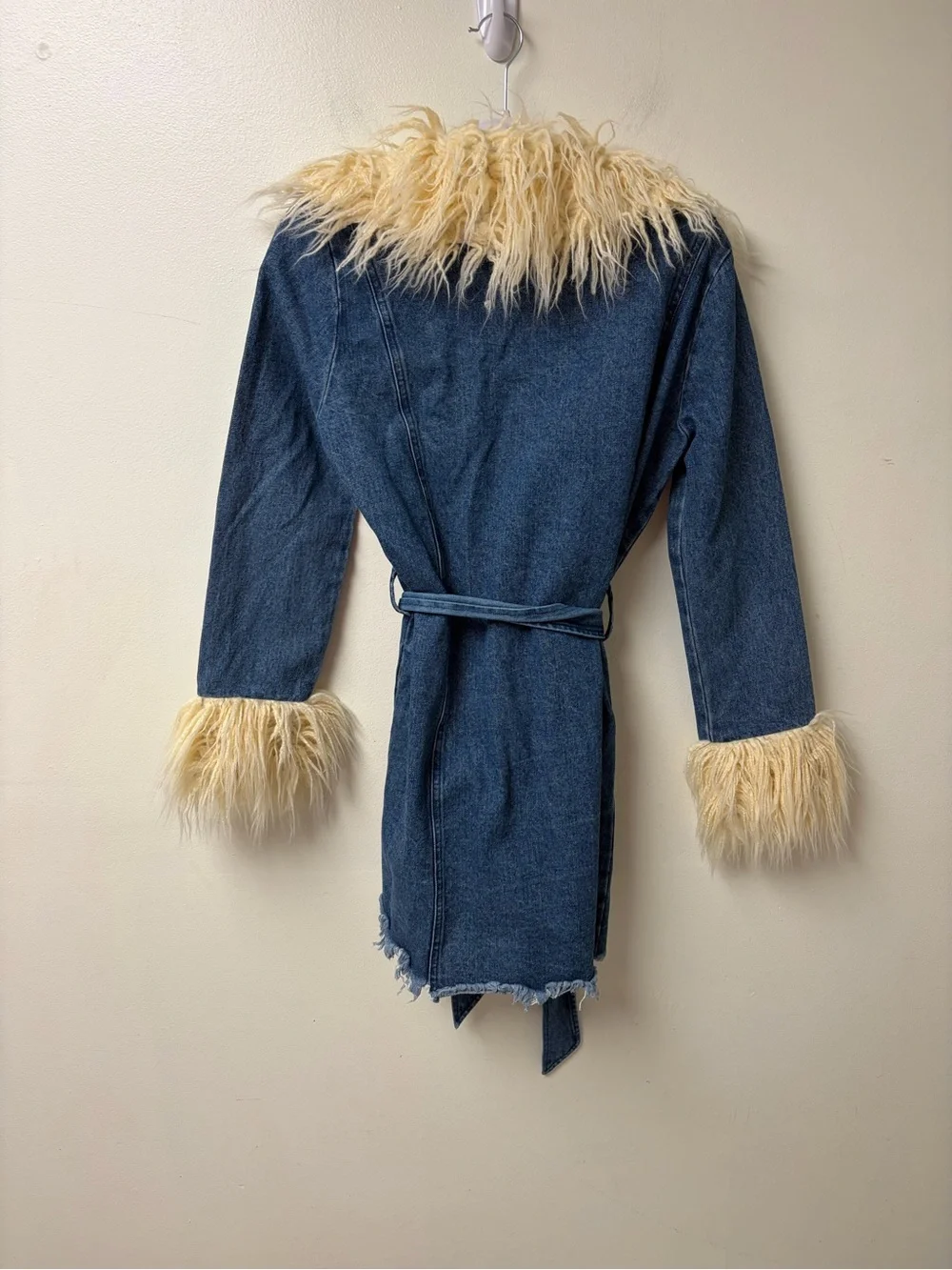 Show Me Your Mumu Penny Lane Faux Fur Coat in Pacific Tide Size Small - Picture 3 of 6